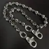 Cadena de cintura con hebilla de flor cruzada y bola, cadena colgante de bolso retro europea y americana personalizada, estilo vintage geométrico grueso