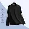 Camiseta de manga larga de otoño, capa base talla grande, cuello redondo para hombre, top simple y holgado, estilo coreano, camiseta estampada de moda