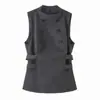 Para Exportação Europeia e Americana Transfronteiriça Roupas Femininas Aliexpress Popular Verão Simples e Versátil Colete de Terno Sem Mangas de Botão Duplo