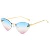 Gafas de Sol Triangulares Sin Marco Ojo de Gato Letra F Moda Ins Gafas de Sol Personalizadas de Metal Gafas de Sol con Protección Solar