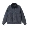 "Zhu Fan Washed" Chaqueta de Mezclilla Estilo Retro Americano para Trabajo para Hombre, Nuevo Estilo Otoño, Cuello Campana, Chaqueta Casual con Múltiples Bolsillos