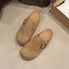 Sandálias Birkenstock de Solado Grosso Femininas 2026 Primavera/Outono Novas Versáteis Bico Fechado Fivela Meio-chinelos Casuais ao Ar Livre Chinelos Preguiçosos