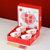 Juego de cuencos y vajilla transfronterizo para uso doméstico, cuencos para comer, artículos de regalo, juego de cuenco y palillos, juego de cuencos de cerámica transfronterizo, embalaje de caja de regalo, venta al por mayor