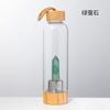 Taza de Energía de Cristal Donghai Cristal Natural Pilar de Seis Puntas de Punta Única Cubierta de Bambú Vaso Botella Deportiva de Agua de Vidrio con Laca Taza de Té