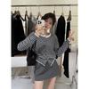Chaqueta Cardigan de Punto a Rayas de Contraste de un Solo Botón para Mujer Primavera y Otoño Nueva Moda Casual Suéter Top Suave y Ceroso de Manga Larga