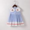 Vestido Listrado para Meninas 2024 Novo Estilo com Gola Lapela, Vestido Colete sem Mangas para Crianças Pequenas, Vestido Princesa Estilo Coreano para Meninas