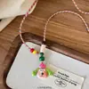 Collar con Colgante de Cachorro Juguetón y Manzana Adecuado para Verano, Cadena Larga Tejida para Suéter Dopamina Linda para Mujer