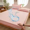 Novo lençol de elástico impermeável de camada única, cor sólida, ajustado, lençol de elástico de algodão lavável, anti-manchas, de peça única, lençol de elástico ajustado de cobertura total, amigável à pele, fabricante