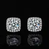 Brincos Quadrados Europeus e Americanos Transfronteiriços Simulated Moissanite Full Diamond para Mulheres Brincos de Diamante de 1 Quilate Brincos Quadrados de Zircônia