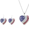 Pendientes de Estrella y Corazón del Día de la Independencia Más Vendidos Transfronterizos y Conjunto, Creativo Collar y Pendientes de Estrella y Corazón Completamente Diamantados