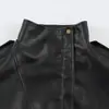 ZA AliExpress moda femenina transfronteriza más vendida: Chaqueta de cuero estilo europeo y americano, moderna, con cuello alto y hebilla metálica