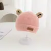 Gorro de tricô tridimensional de desenho animado com orelhinhas, gorro simples de tricô com barra dobrada, versátil estilo coreano para outono e inverno