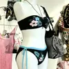 Conjunto de Bikini de Tubo de Verano Ins para Chicas Calientes con Traje de Baño de Lado con Lazo y Abertura para Mujeres en la Playa