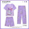 Conjunto de Pijama de Tres Piezas para Niños, Shorts de Manga Corta, Pantalones Largos, Pantalones Casuales Lindos de Dibujos Animados, Ropa para Padres e Hijos, Ropa de Casa para Niños Tallas Mediana y Grande, Moderno