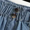 Foto Real de Shorts de Mezclilla para Mujer, Tendencia de Verano de Cintura Alta Adelgazantes de Línea A Pierna Ancha de Longitud Media Sueltos, Populares Shorts de Algodón