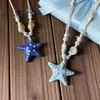 Collar de Cuerda Trenzada Cerámica con Concha de Estrella de Mar para Mujer 2026 Nuevo Estilo de Resort Costero Cadena para Clavícula Accesorio Largo Ajustable