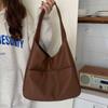 Bolsa de grande capacidade feminina, nova moda outono e inverno 2025, bolsa de ombro simples e estilosa para deslocamento diário, bolsa tote de classe estudantil
