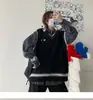 Chaleco de punto tipo suéter con cuello en V estilo universitario para adolescentes, Tejido holgado para primavera y otoño, Estándar regular