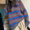 Nuevo Suéter de Punto Rayado Estilo Coreano Perezoso Retro Otoño/Invierno 2026 para Mujer, Top Casual Suave y Holgado