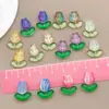 Flores de Tulipa de Vidro Transparente e Folhas Contas Soltas Artesanal DIY Kit de Material para Colar Pulseira Acessórios de Joia