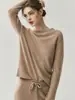 Suéter de Cashmere Feminino Gola Redonda Pulôver Outono e Inverno Novo Clássico Versátil Cor Sólida Suéter Básico Estilo Simples Diário