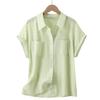 Camisa de Moda Estilo Coreano para Mulheres 2026 Verão Nova Algodão e Linho Solta Tamanho Grande Justa Manga Curta Simples Tendência Camisa para Mulheres