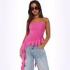 2025 Transfronterizo Trendy Deseo Puro Estilo Chica Caliente Top de Tubo con Volantes y Cinta para Mujer Nicho Adelgazante Verano