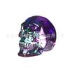 Estatua de calavera de esqueleto humano con gema de color extragrande, escultura de calavera de cristal, para Halloween, familia