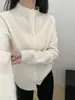 Cardigan de Lana Tejido con Botones de Cuello Semi Alto Estilo Coreano Nuevo Otoño e Invierno 2025 para Mujer Aspecto Delgado Holgado Suéter de Lana Versátil