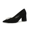 6555A-056 pontiagudo strass camurça salto grosso sapatos femininos elegante francês salto alto para deslocamento diário all-matching