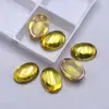 Zircón amarillo dorado liso de fondo plano piedra suelta ovalada con forma de huevo parche para joyería DIY gema sin engaste, molde para cara de anillo