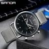 Reloj de Pulsera Popular Sanda con Correa de Malla y Escala de Barra Calendario Simple Reloj de Negocios para Hombre Reloj Casual de Cuarzo Resistente al Agua