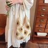Moda 2025 Novo Estilo Mori Bolsa de Ombro de Mão Tecido Bolsa de Férias Oca Retro Lã Bolsa de Palha Feita à Mão