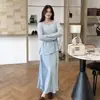 Vestido tipo camisola de dos piezas conjunto de punto estilo coreano para mujer tienda física adelgazante temperamento estilo perezoso envío moderno