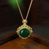 Novo estilo chinês estilo palácio vintage banhado a ouro imitação jade hetian não importa a marca pingente masculino e feminino personalizado simples colar de alta qualidade