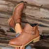 Botines Romanos Retro de Tacón Grueso 2026 Otoño Invierno Nuevos Talla Grande Botines de Tacón Grueso Punta Redonda para Mujer En Stock Venta al por Mayor