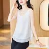 Blusa de Chifón Brillante Estilo Mamá para Primavera y Verano, Camiseta sin Mangas para Mujer, Talla Grande Ajuste Holgado, Top que Cubre el Vientre, Blusa Exterior