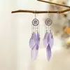Brincos de Pena Boêmios Europeus e Americanos, Brincos de Franja Estilo Étnico Exagerado Retrô para Feriados, Acessórios de Viagem de Yunnan para Mulheres