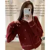 Cardigan de Tricô Redondo com Estampa de Cogumelo Estilo Preppy Coreano para Mulheres Nova Coleção Primavera & Outono 2025 Casaco Suéter Versátil Solto Top