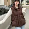 Chaleco de Algodón con Cremallera Estilo Coreano Nuevo Otoño e Invierno para Mujer con Cuello Alto Holgado Cálido Moderno Corto sin Mangas Chaleco Chaqueta de Color Sólido