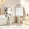 Espelho de Maquiagem Portátil Quadrado com Design de Ondas d'Água Galvanizado, Tendência, Alta Definição para Retoques, Espelho Pequeno Personalizável para Presente