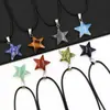 Collar de estrella de cinco puntas tridimensional de piedra preciosa natural colgante de estrella de la suerte multicolor joyería simple Jade de Cristal al por mayor