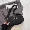 Bolsa de ombro com laço estilo coreano para mulheres, bolsa quadrada pequena fresca e versátil, bolsa de ombro casual nicho moderna