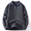 Suéter Polo com Gola Lapela Juvenil Transfronteiriço Masculino Outono Inverno Cor Sólida Solto Gola V Malha Camisa Camada de Base Estilo Preguiçoso Masculino