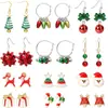 Brincos de Natal Laço Sino Liga Árvore de Natal Papai Noel Conjunto Combinado Brincos de Natal