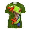 Interessante Padrão de Sapo Impressão 3D Transfronteiriço Nova Moda Casual Masculina Gola Redonda Manga Curta Camiseta Venda Direta da Fábrica