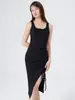Vestido Chaleco Gris al por Mayor para Mujer con Ceñidor en la Cintura, Ajustado, de Atar, Falda que se Adapta a la Cadera, Vestido Sexy de Verano para Chica Caliente
