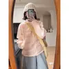 Chaqueta de algodón con patchwork y cuello retorcido, estilo suave, coreana y japonesa, para mujer, cálida y gruesa, adecuada para figuras petites, con un aire estiloso