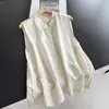 2026 Nova Camiseta Sem Manga com Bainha Bordada e Contas, Camisa Básica Fina de Verão, Regata Atacado N5Amj5898