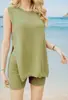 Nuevo Verano 2025 Playa para Mujer Transfronterizo Amazon Popular para Mujer Holgado Casual Cuello Redondo Chaleco Pantalones Cortos
